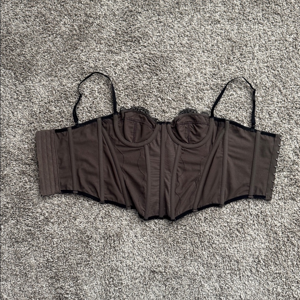 UO Out from Under Modern Love Corset black grey lace with boning - Picture 11 of 14